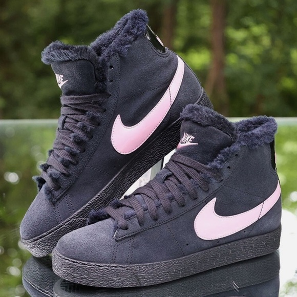 Nike Other - NIKE Pink & Black Fur Lined Mid Blazers